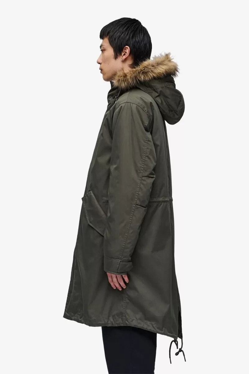 fred perry zip-in liner herrparkas grön