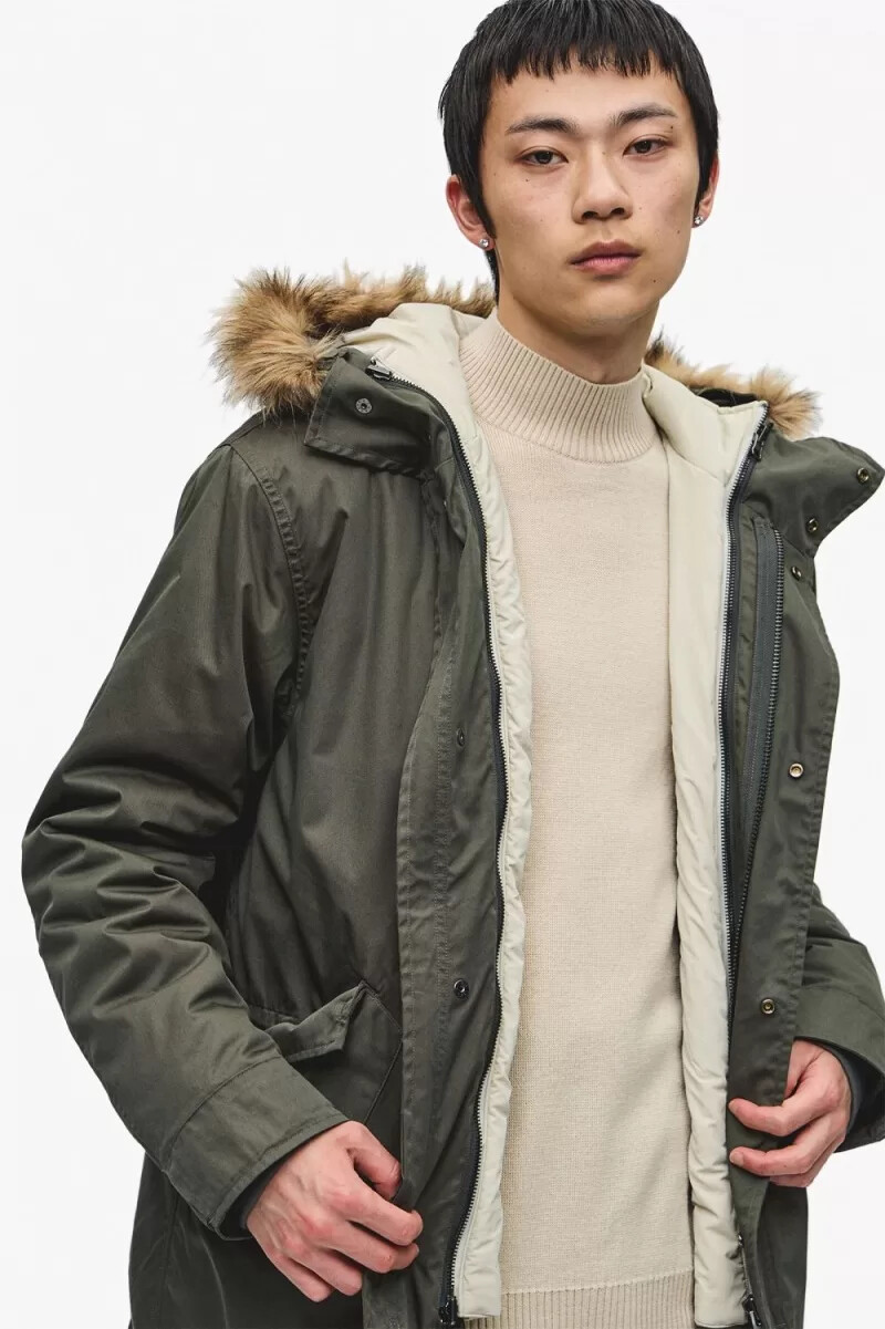fred perry zip-in liner herrparkas grön