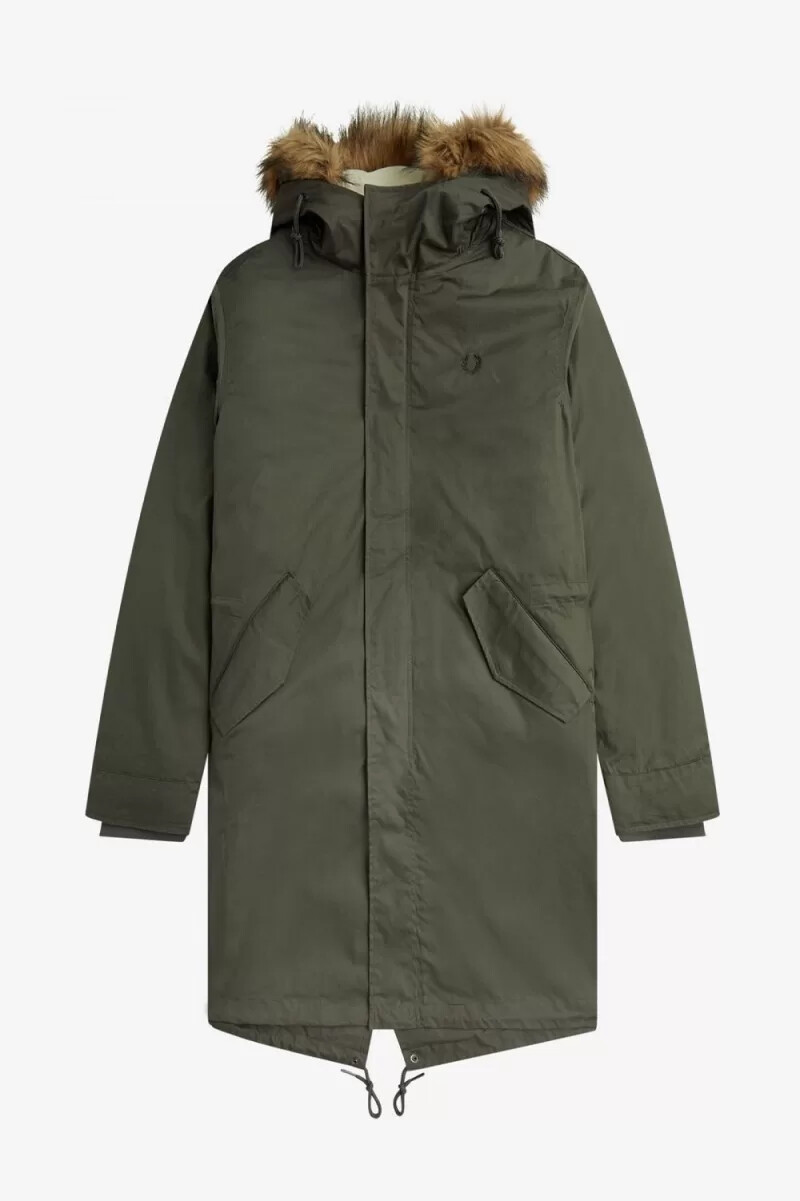 fred perry zip-in liner herrparkas grön