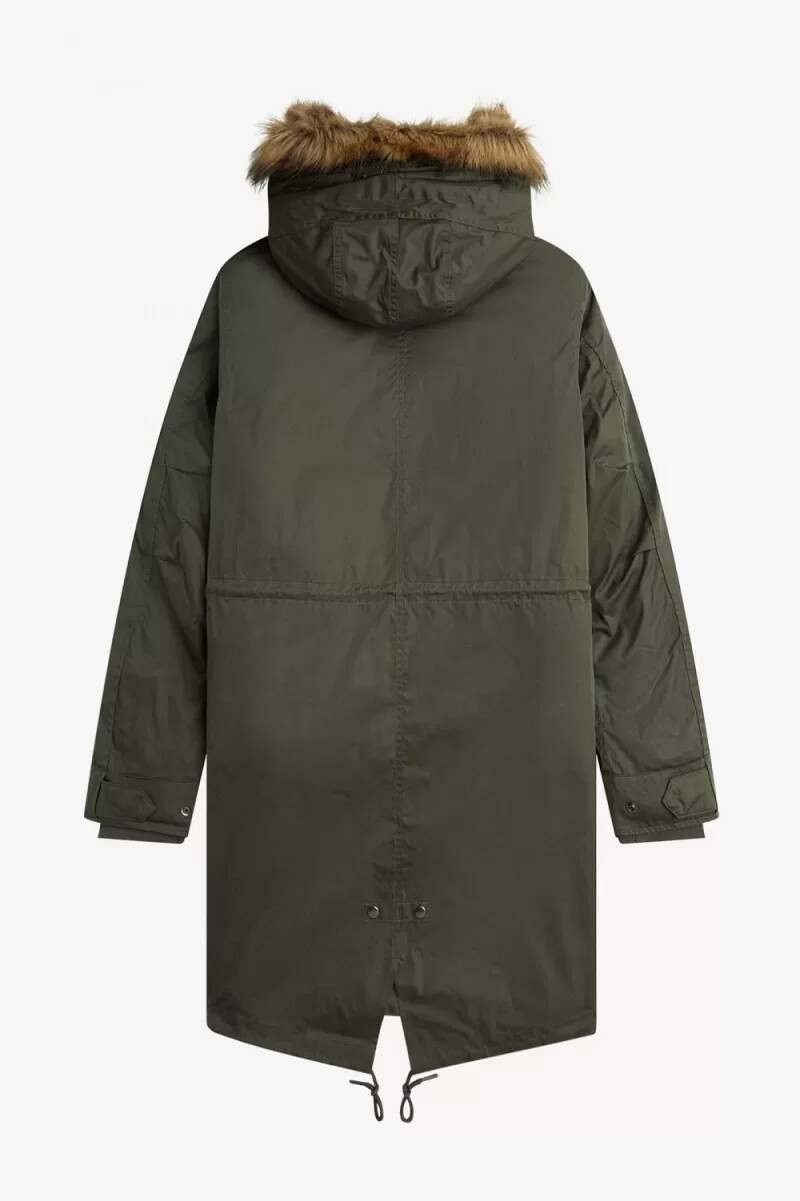 fred perry zip-in liner herrparkas grön