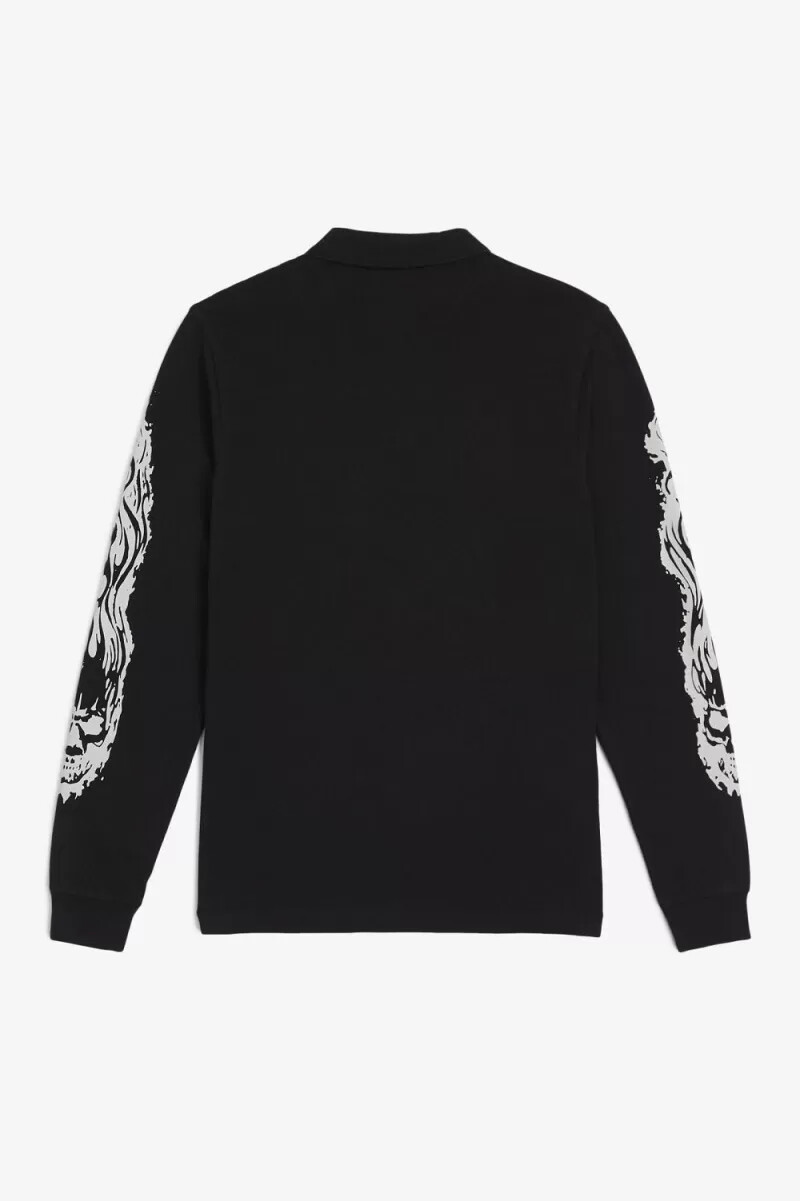fred perry noongoons långärmad pikétröja för män svart