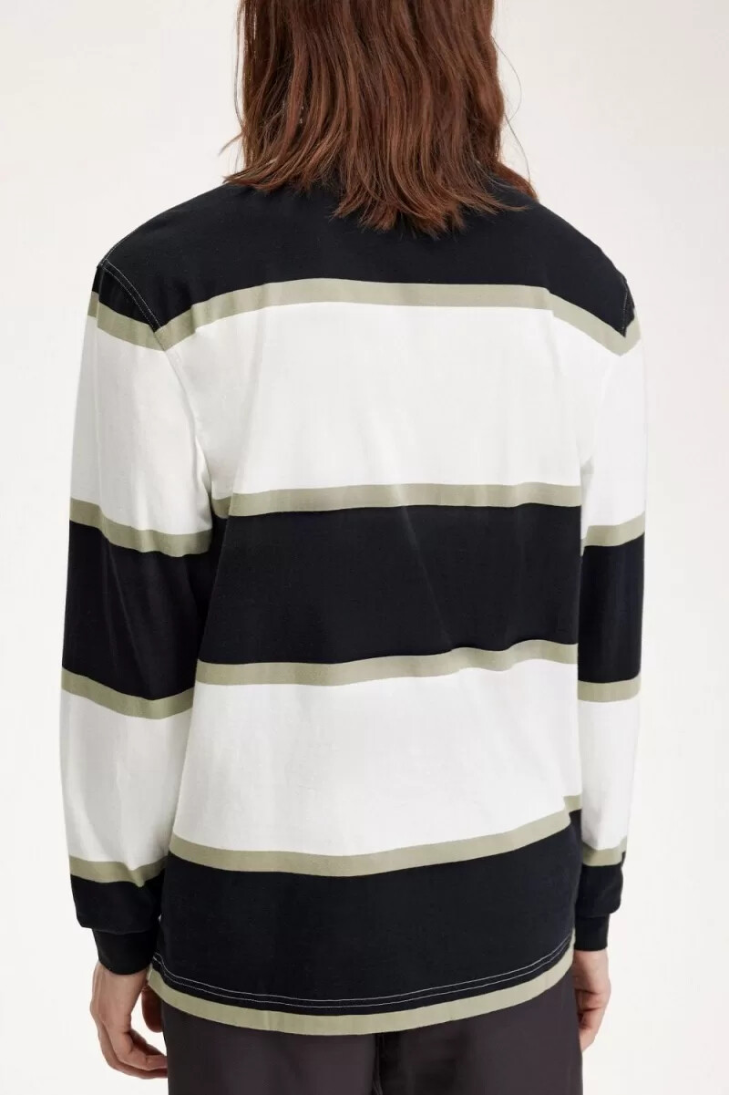 fred perry relaxed stripe herr pikétröja snövit