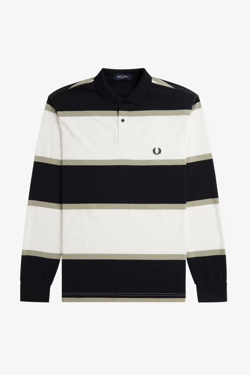 fred perry relaxed stripe herr pikétröja snövit