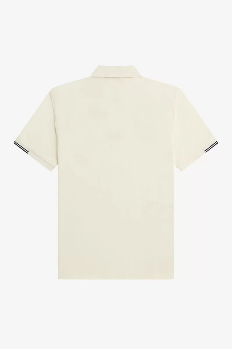 fred perry herrpikétröja med halv dragkedja beige