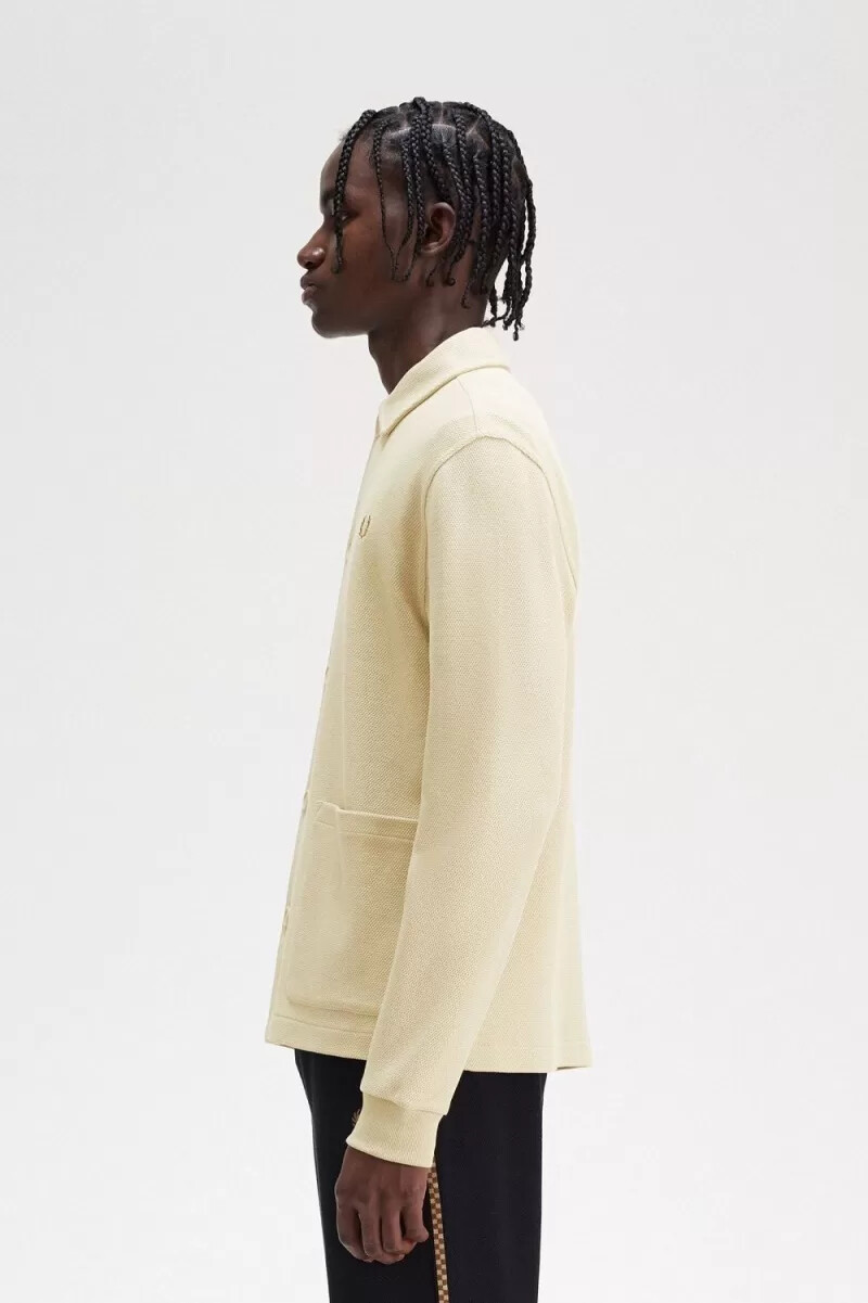 fred perry herrpolo med lång ärm havregryn