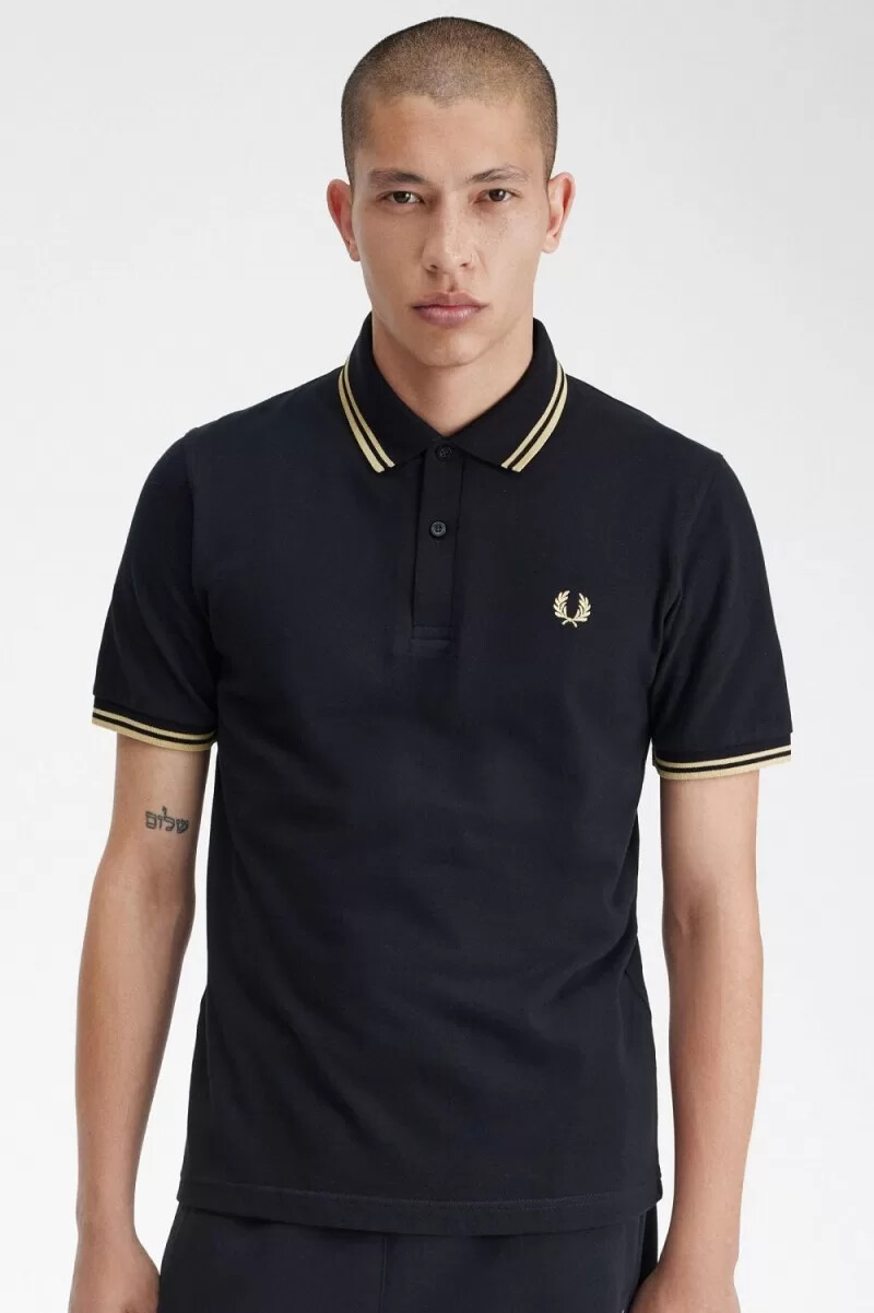 fred perry makati m12 herr pikétröja svart champagne