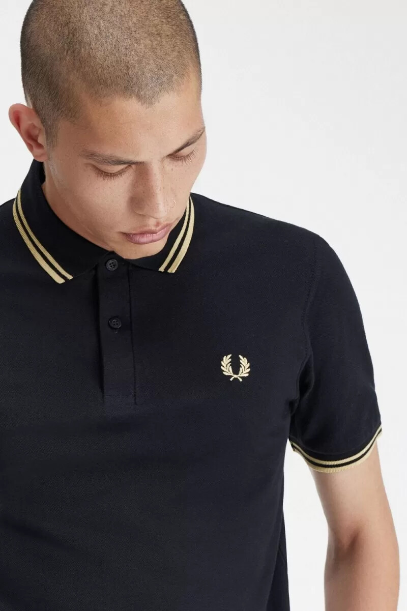 fred perry makati m12 herr pikétröja svart champagne