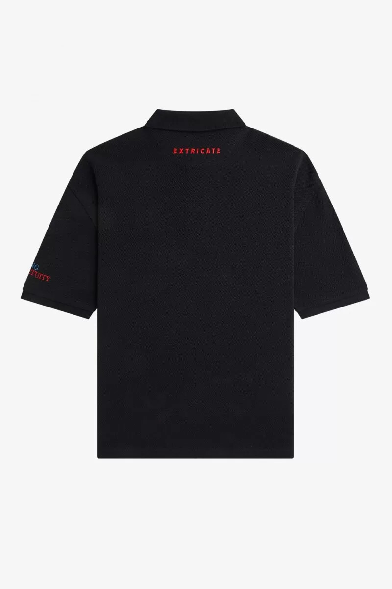 fred perry broderad herr pikétröja svart