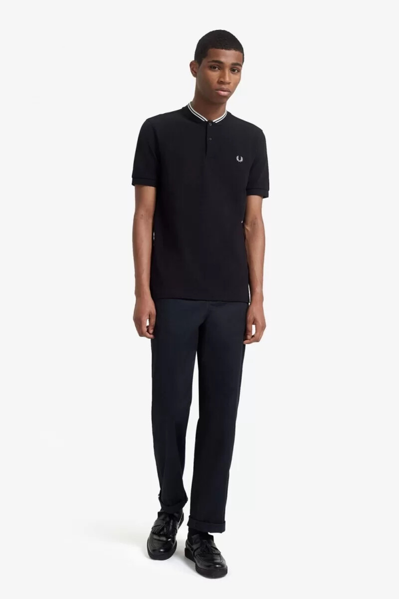fred perry bomber collar herr pikétröja svart