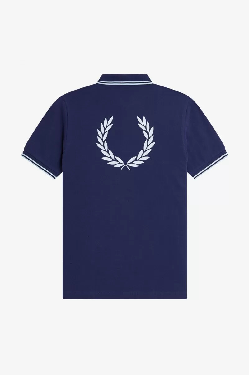 fred perry back graphic herr pikétröja marinblå