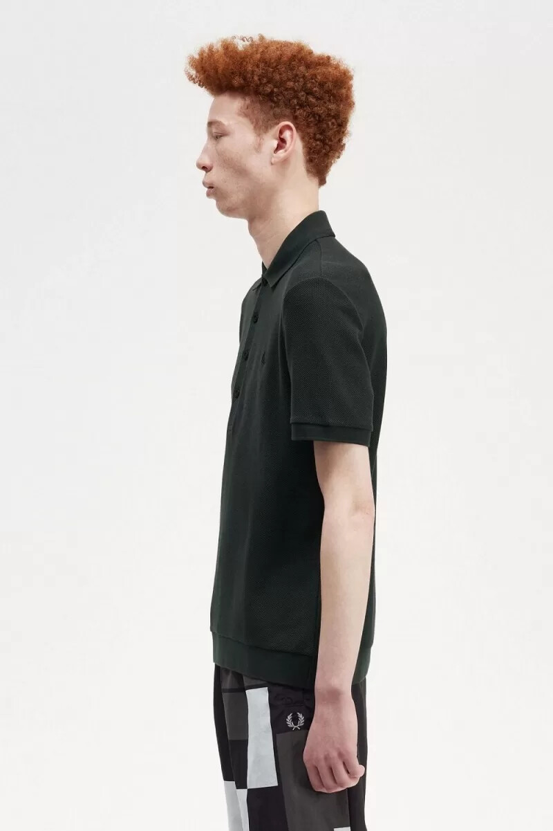fred perry honeycomb cotton herr pikétröja nattgrön