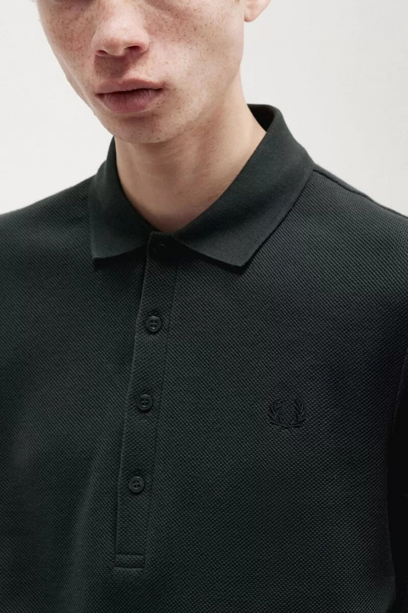 fred perry honeycomb cotton herr pikétröja nattgrön