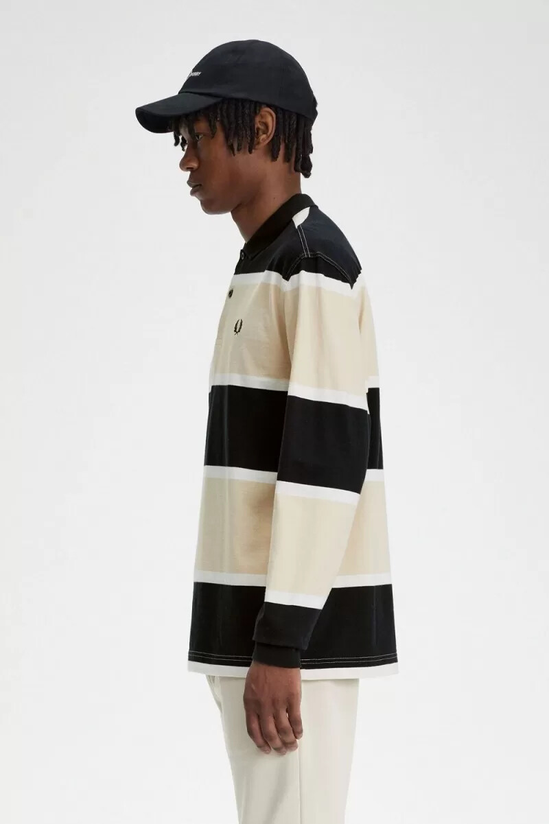 fred perry relaxed stripe herr pikétröja havregryn
