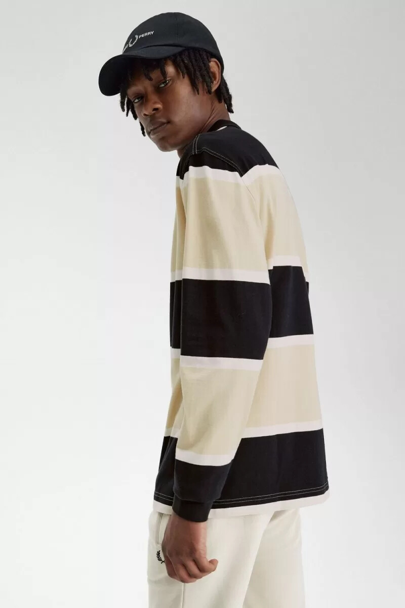 fred perry relaxed stripe herr pikétröja havregryn