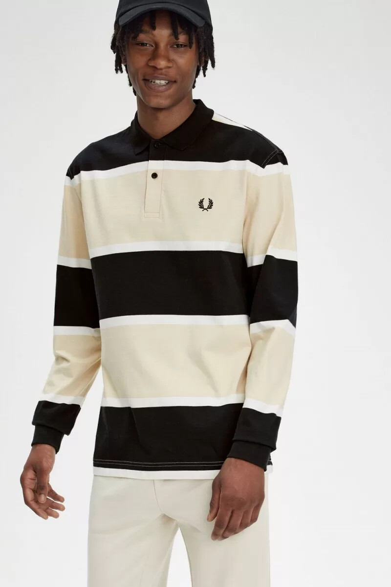 fred perry relaxed stripe herr pikétröja havregryn