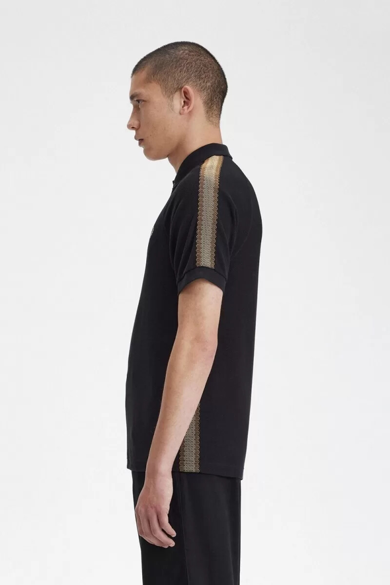 fred perry honeycomb taped herr pikétröja svart