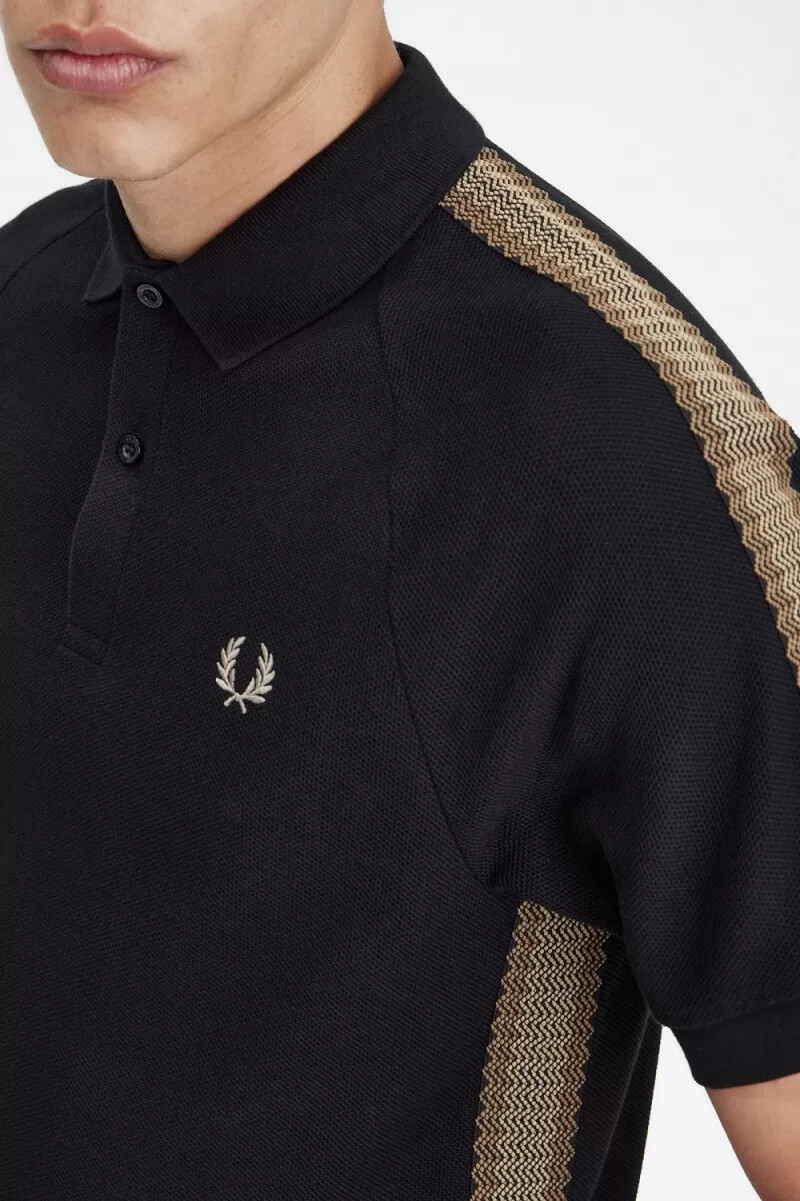fred perry honeycomb taped herr pikétröja svart