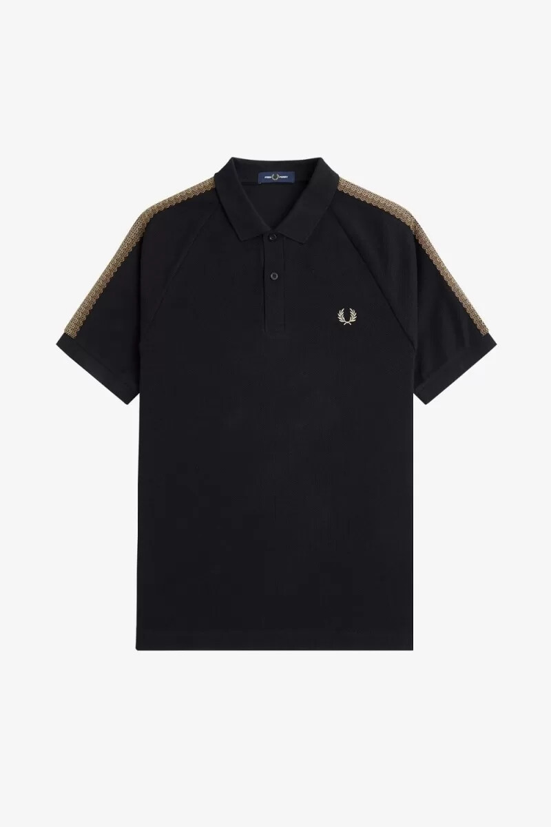 fred perry honeycomb taped herr pikétröja svart