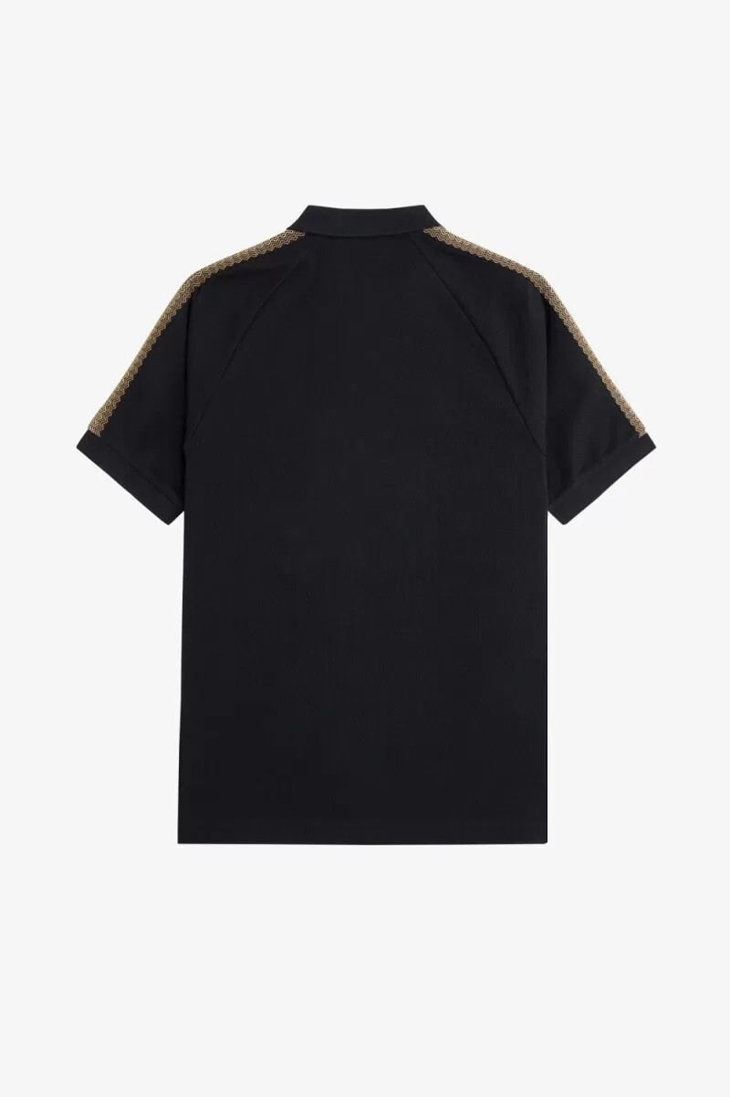 fred perry honeycomb taped herr pikétröja svart