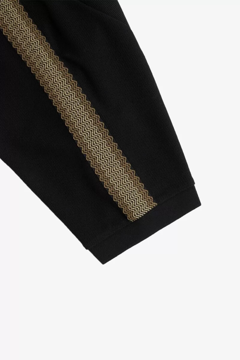 fred perry honeycomb taped herr pikétröja svart