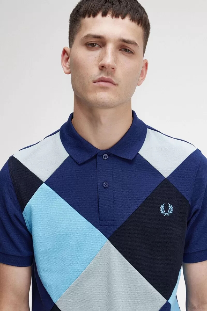 fred perry harlequin herr pikétröja fransk marinblå