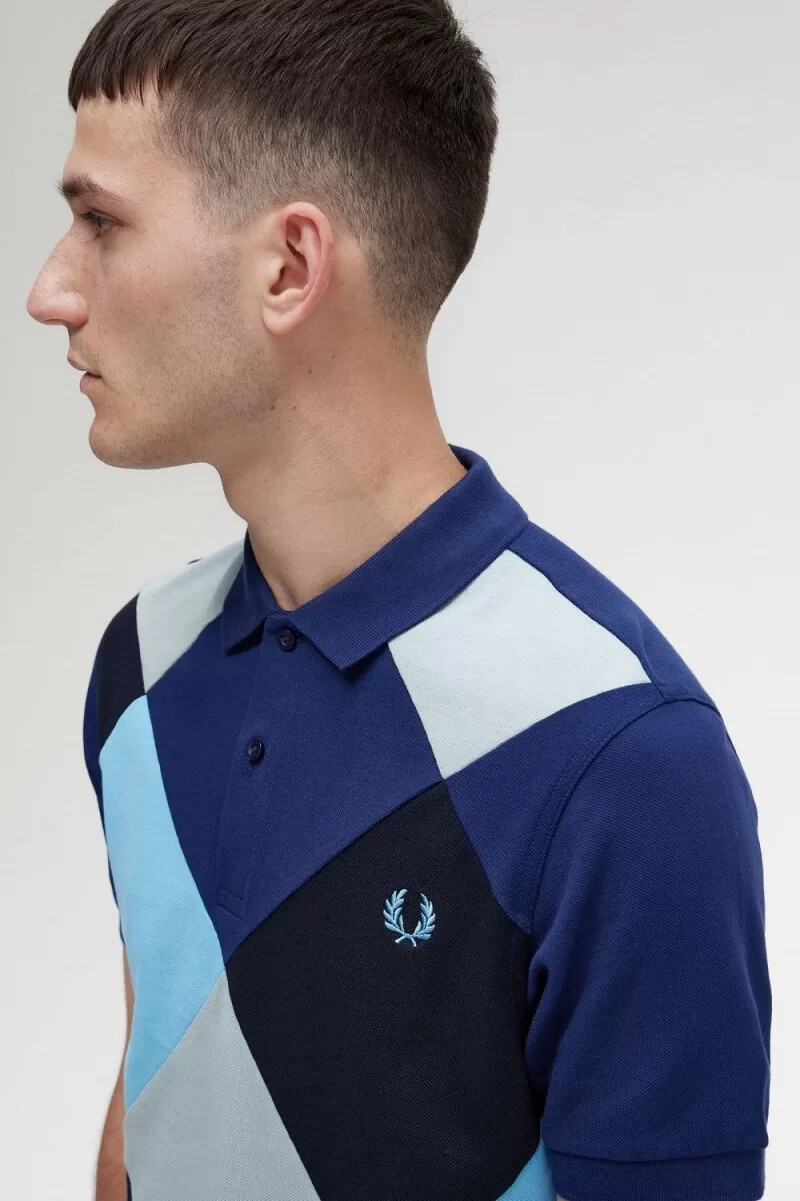 fred perry harlequin herr pikétröja fransk marinblå