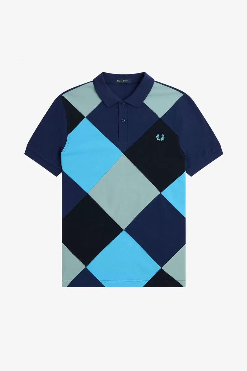 fred perry harlequin herr pikétröja fransk marinblå