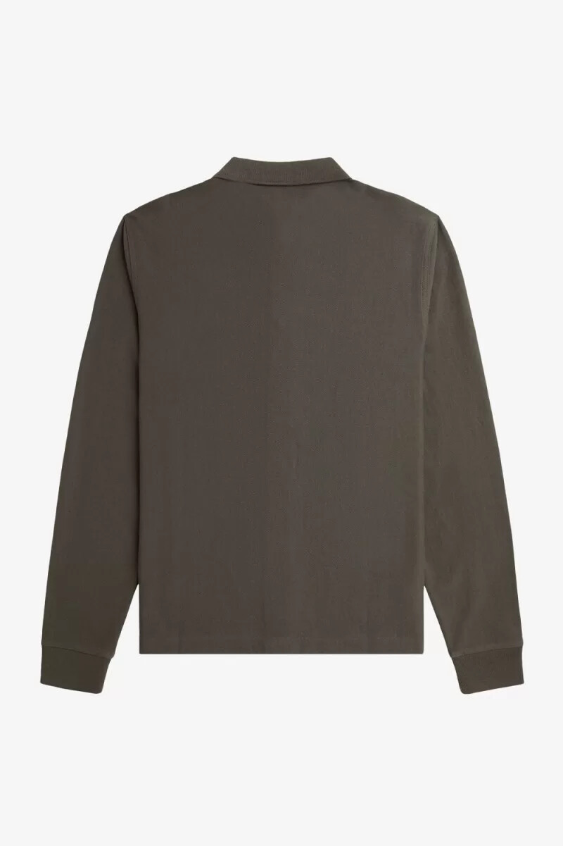 fred perry gradient randig långärmad herrpikétröja field green