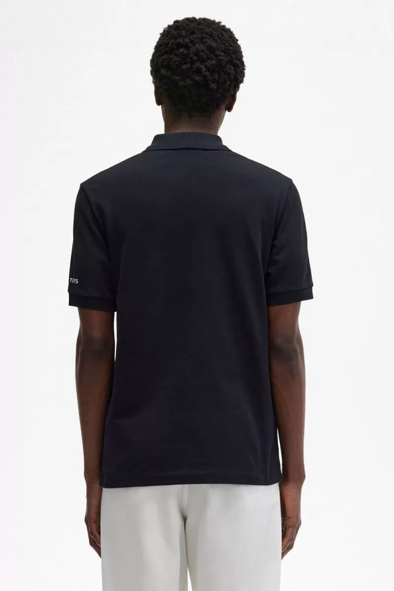 fred perry mönstrade Ärmar herr pikétröja svart