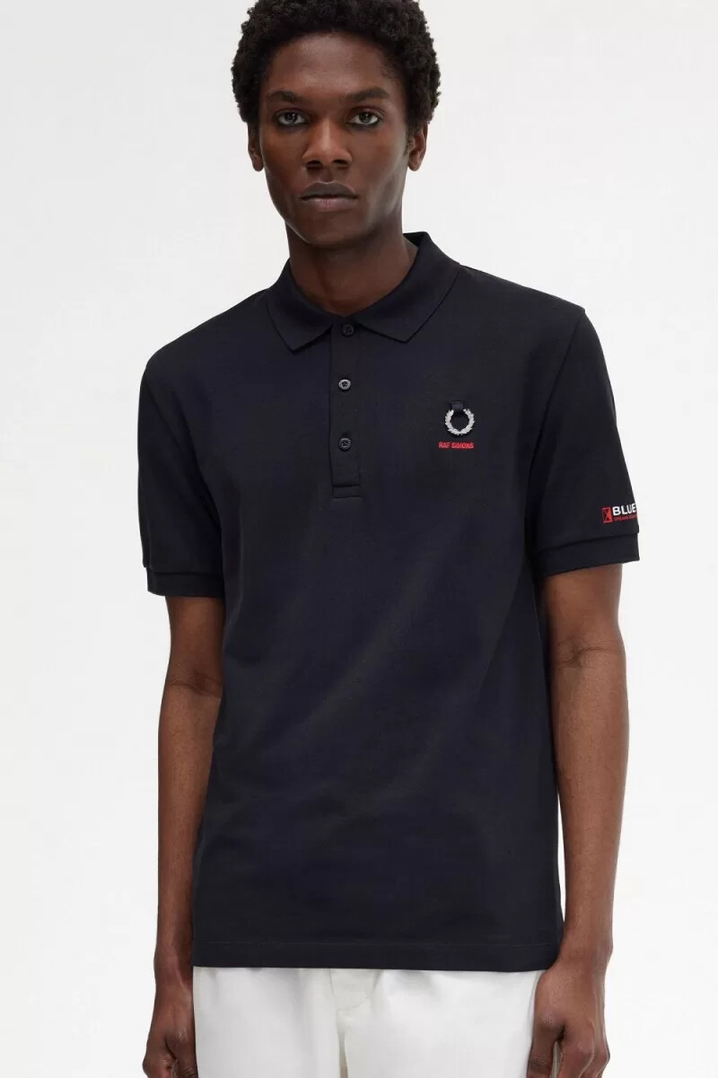 fred perry mönstrade Ärmar herr pikétröja svart