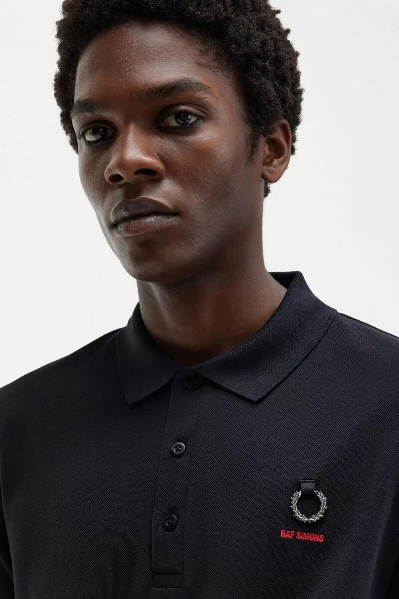 fred perry mönstrade Ärmar herr pikétröja svart