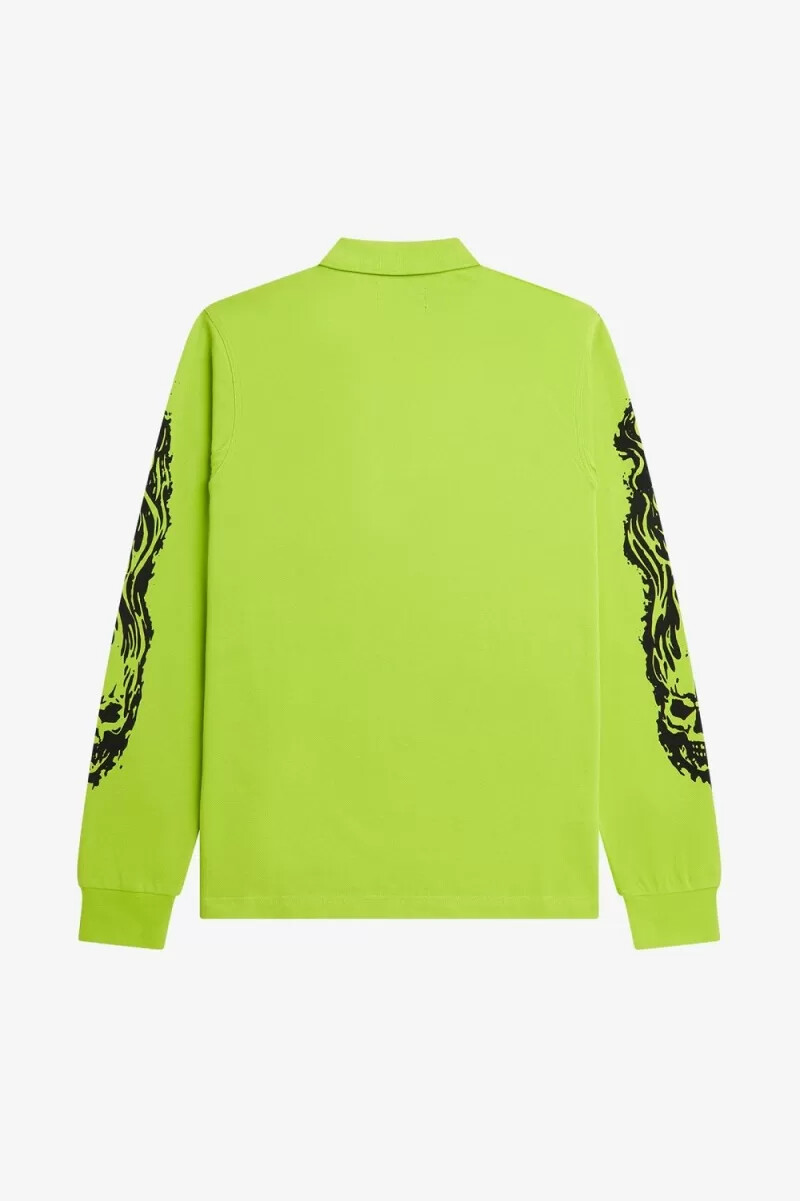 fred perry noongoons långärmad pikétröja för män limegrön