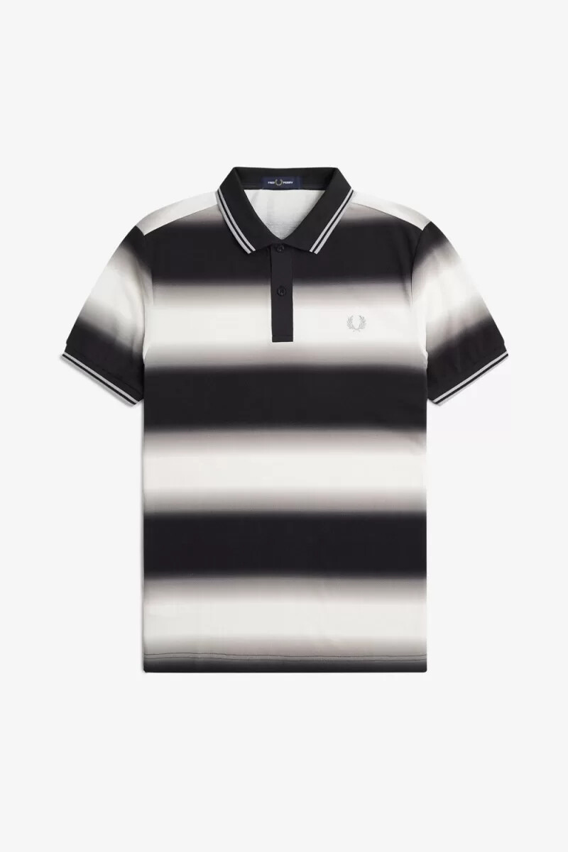 fred perry gradient randig herrpoloskjorta snövit