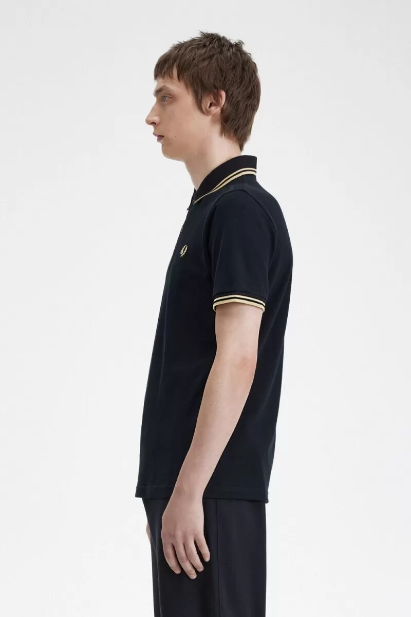 fred perry tokyo m12 herr pikétröja svart champagne