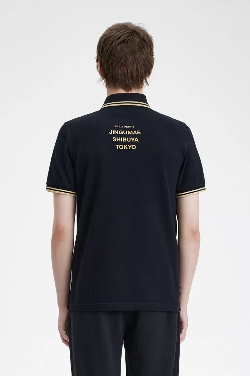 fred perry tokyo m12 herr pikétröja svart champagne