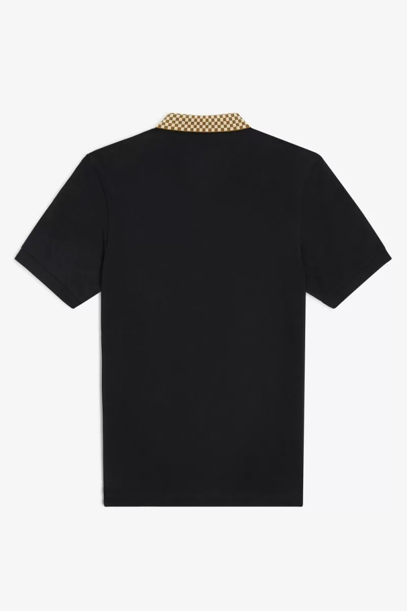 fred perry checkerboard collar herr pikétröja svart