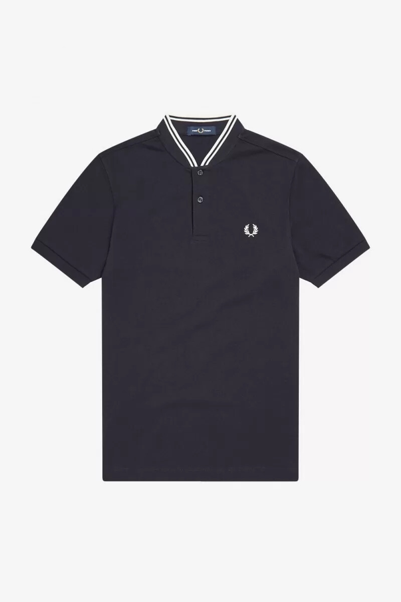 fred perry bomber collar herr pikétröja marinblå