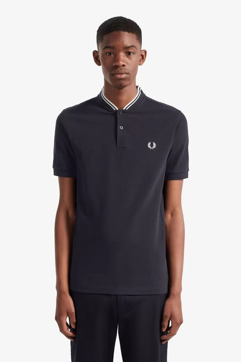 fred perry bomber collar herr pikétröja marinblå