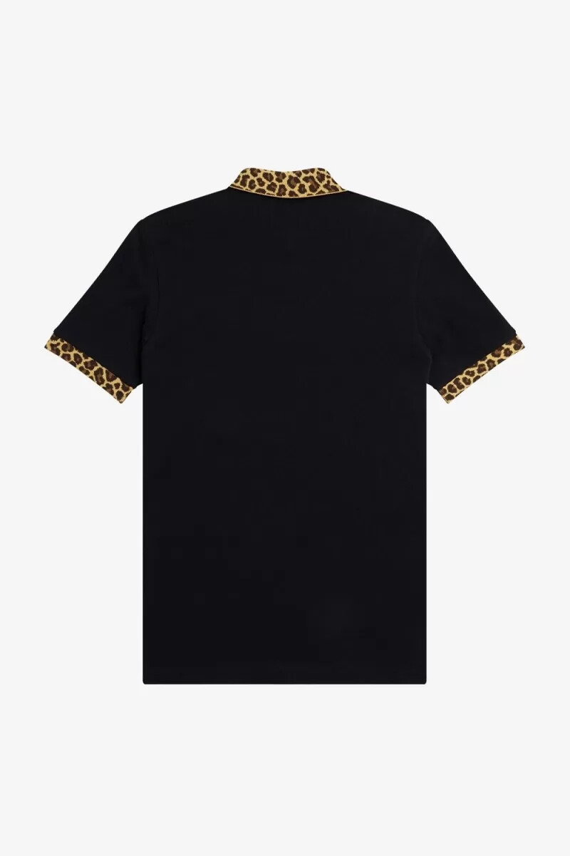fred perry noongoons leopardmönstrad pikétröja för män svart