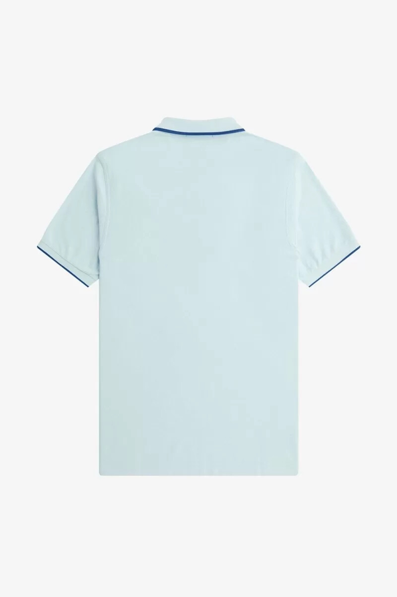 fred perry crepe pique zip neck herrpoloskjorta ljusblå