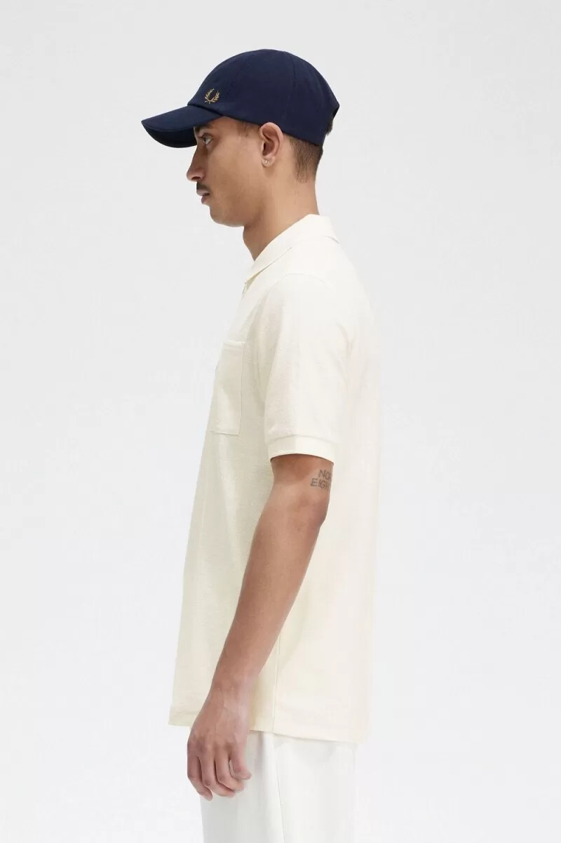 fred perry texturerad dragkedja herr pikétröja beige