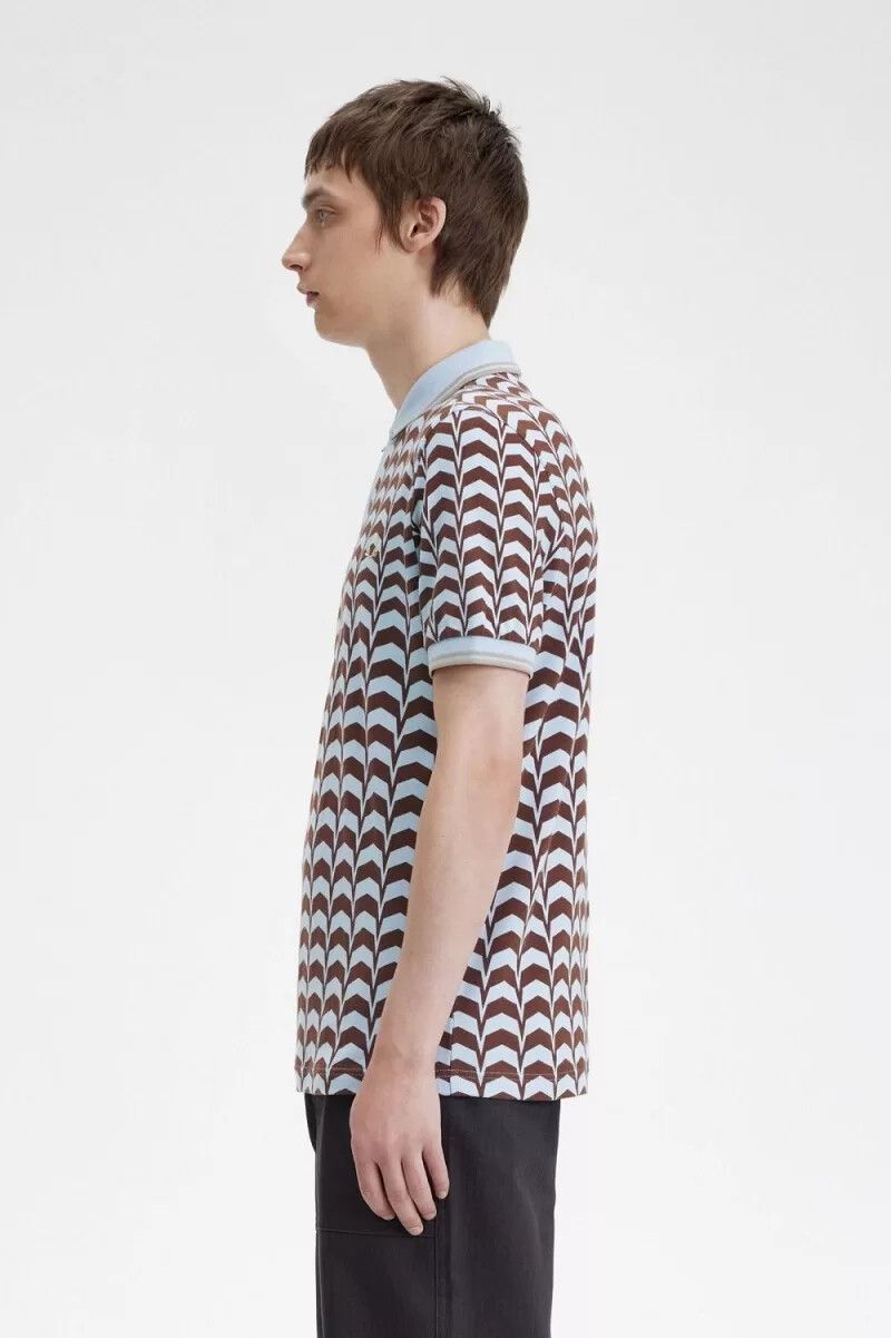 fred perry bold print herr pikétröja turkos