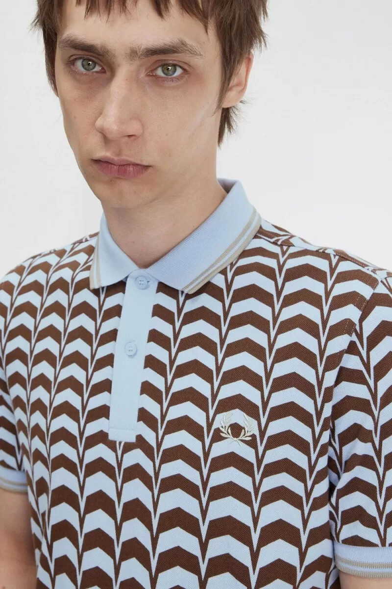 fred perry bold print herr pikétröja turkos