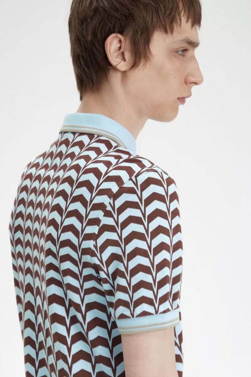 fred perry bold print herr pikétröja turkos