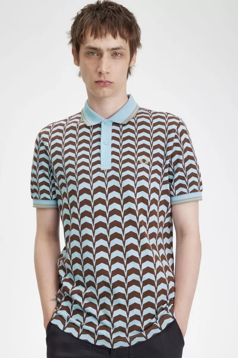 fred perry bold print herr pikétröja turkos