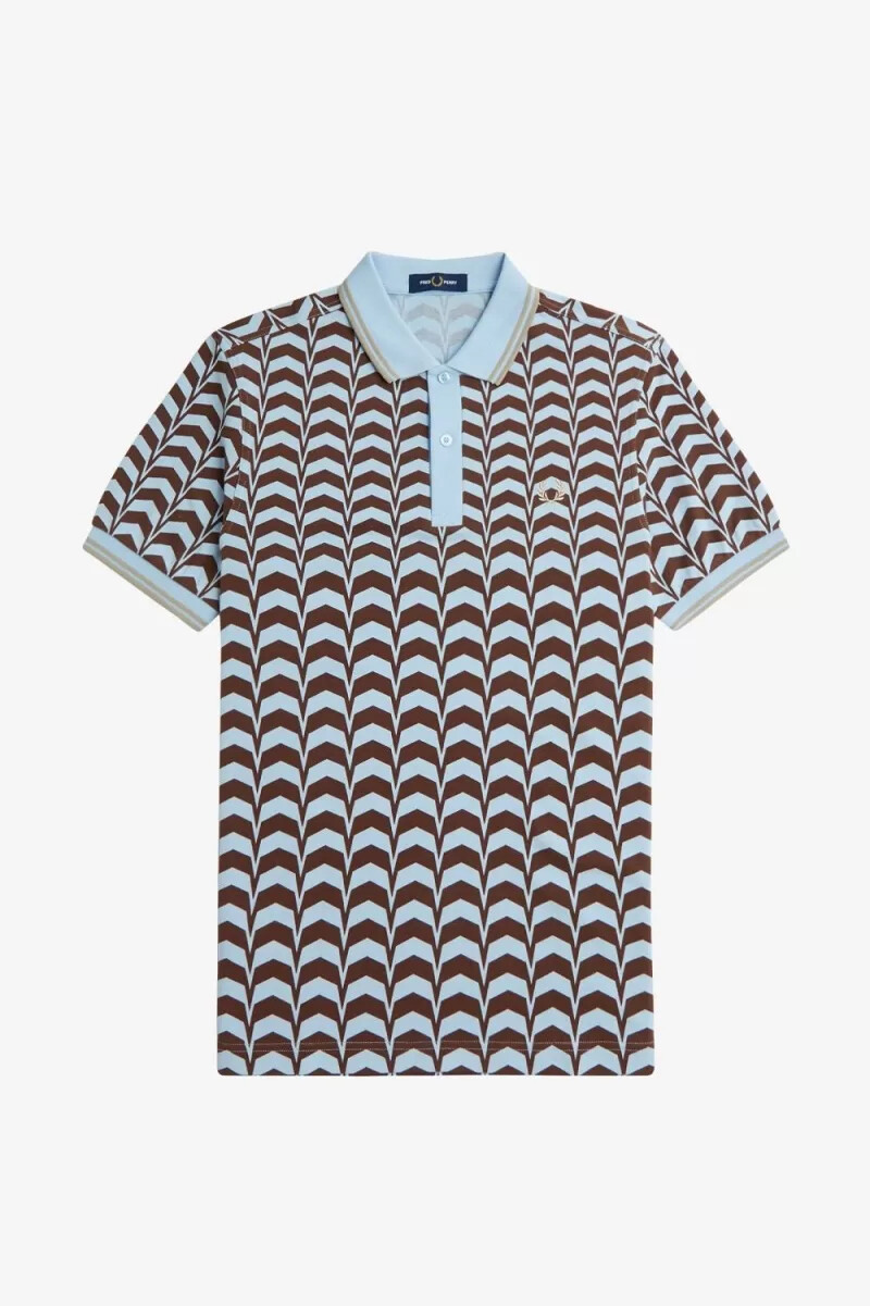 fred perry bold print herr pikétröja turkos
