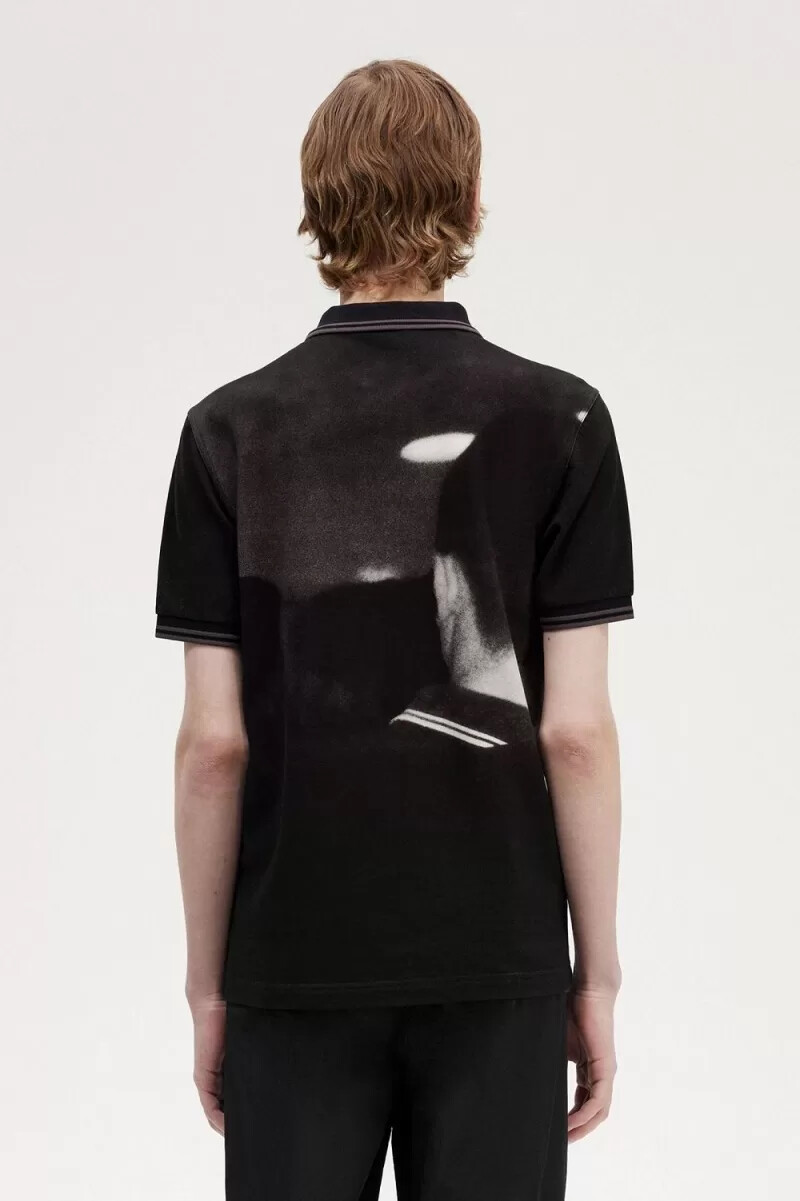 fred perry rave graphic herr pikétröja svart