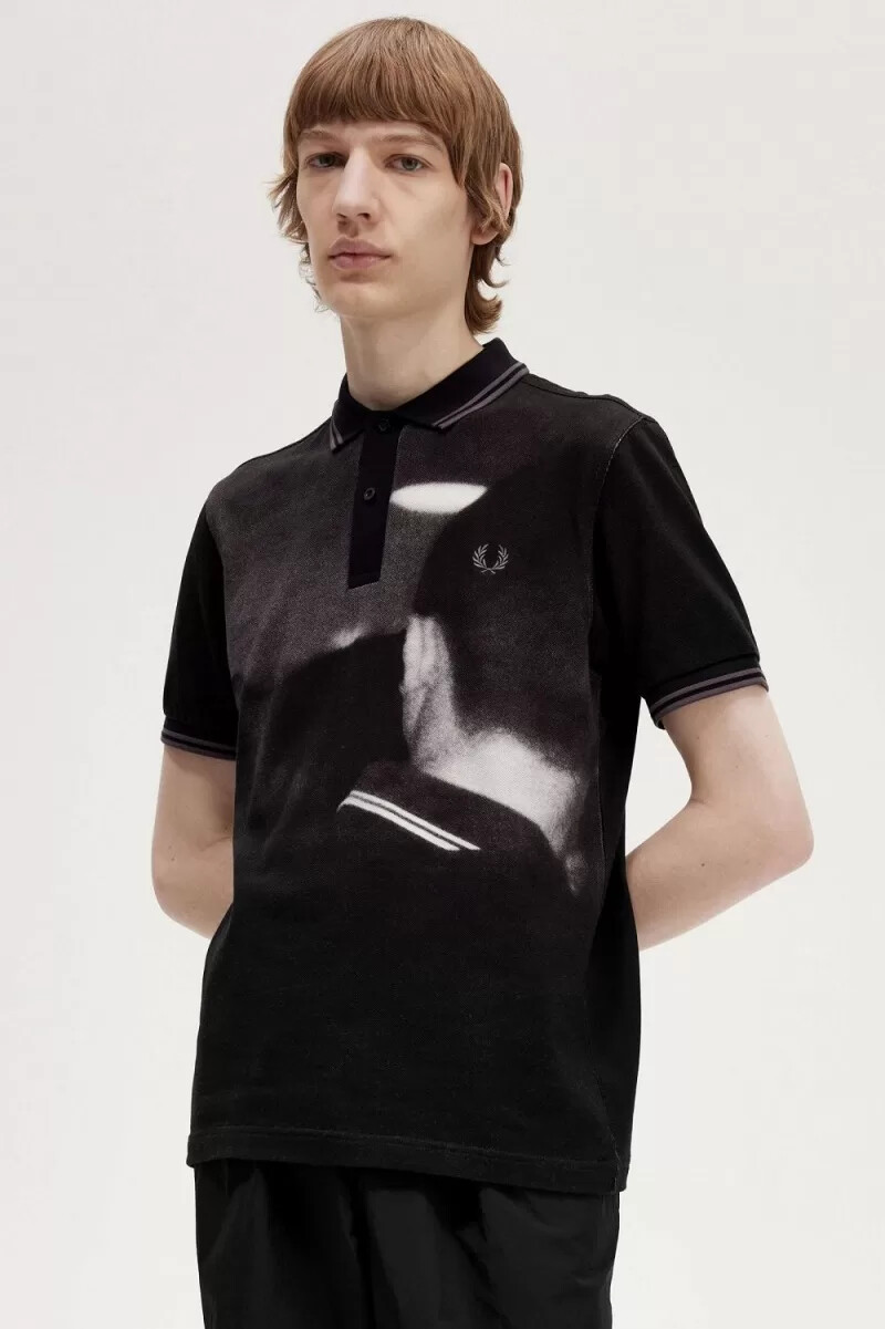 fred perry rave graphic herr pikétröja svart