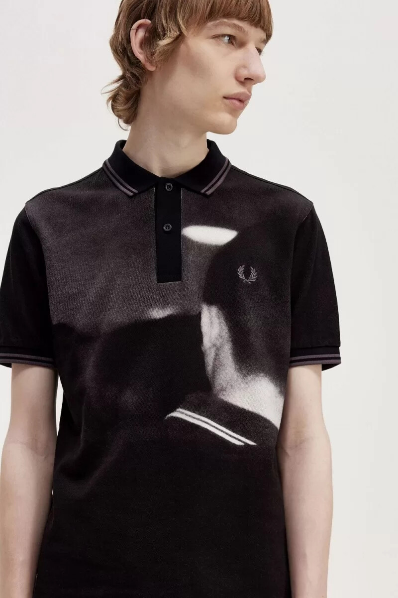 fred perry rave graphic herr pikétröja svart