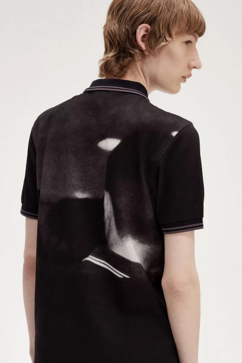 fred perry rave graphic herr pikétröja svart